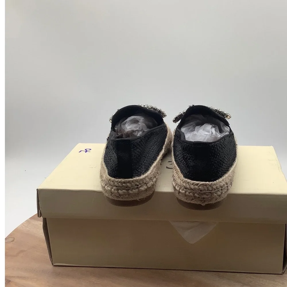 On 34th Jaylaaf Black Woven Rhinestone Bow Espadrille Loafers Flats Womens 5 M‎